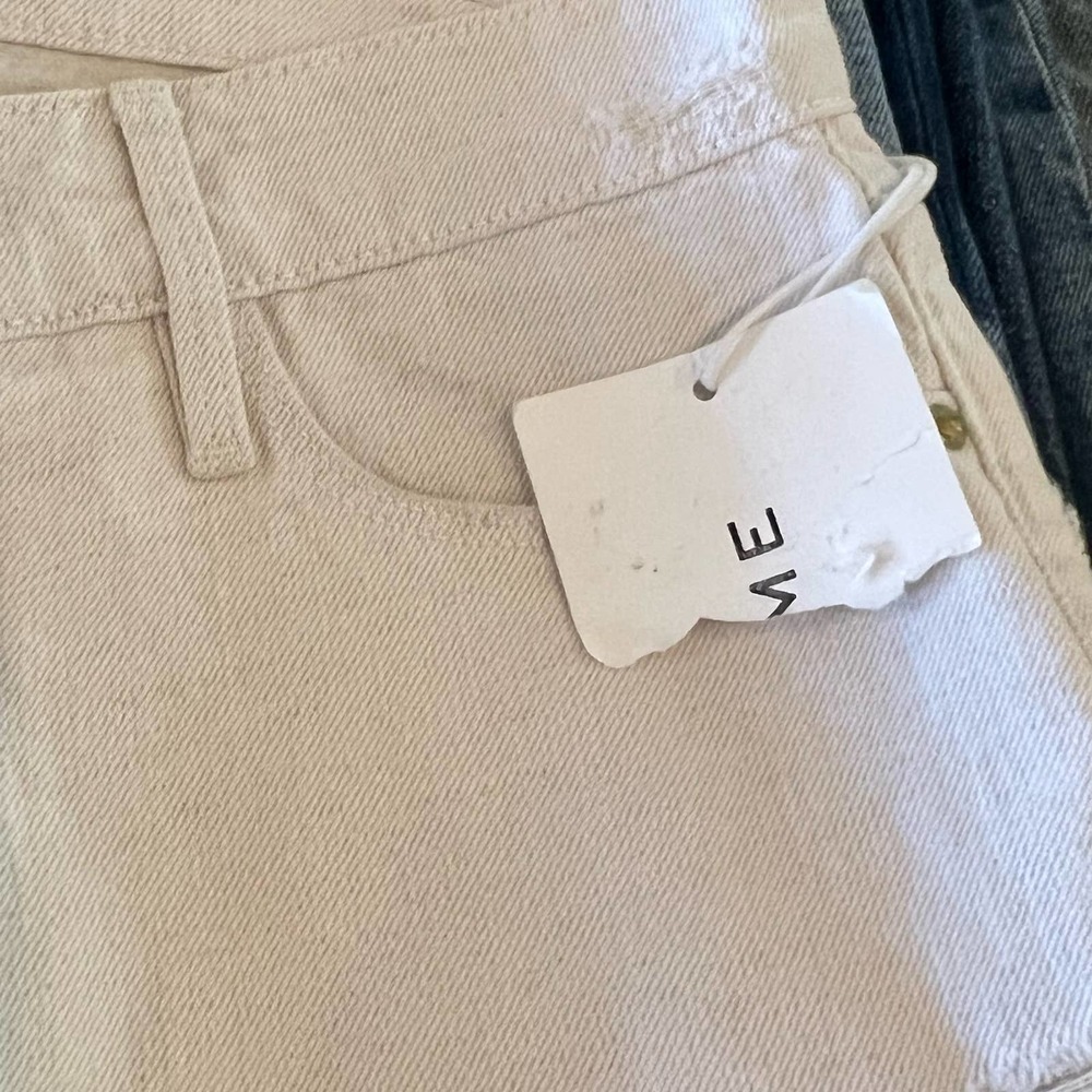 FRAME Le Garçon Mid Rise Straight Cotton Linen Jeans Natural Heather Size 30 NWT - Picture 14 of 16